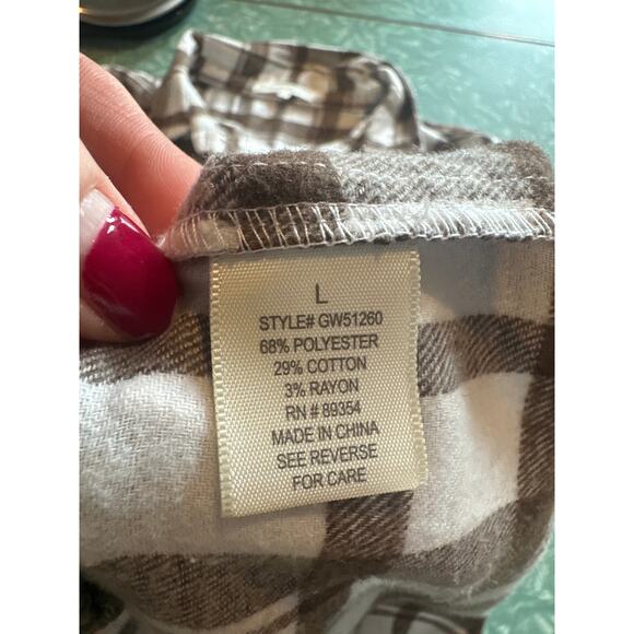 Madison & Hudson Brown Plaid Belted Shirt Dress (Large) - Picture 6 of 7